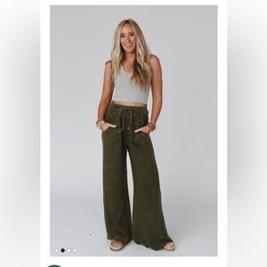 Three bird nest small olive relaxing robin wide leg lounge pants